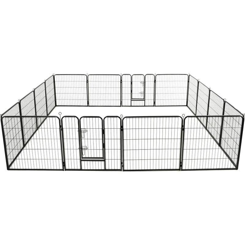 Corral para perros 16 paneles de acero 80x80 cm negro Vidaxl Negro