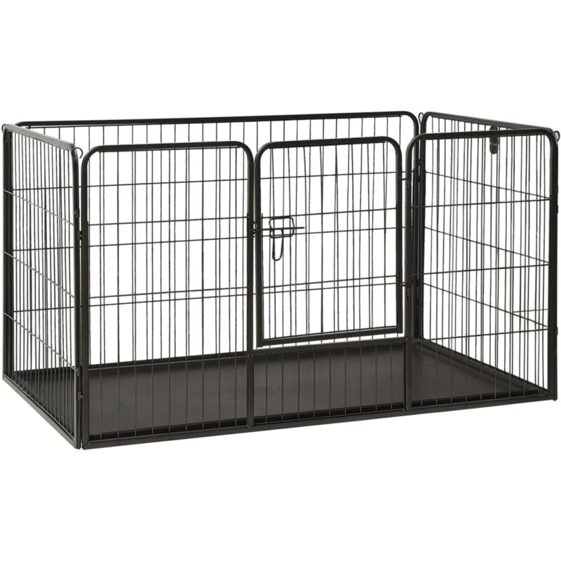 

vidaXL Corral para perros cachorros acero 123x77.5x74.5 cm - Negro