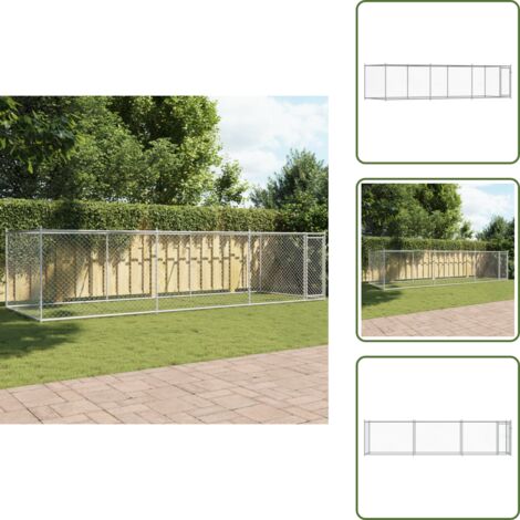Corral para perros con puerta - vidaXL Jaula de perros con puerta acero galvanizado gris 6x2x1,5 m - Jaula para perros con puerta
