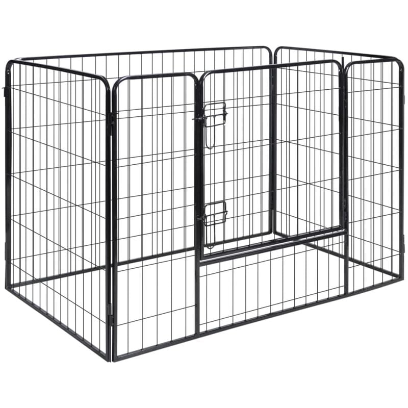 

vidaXL Corral para perros de exterior 4 vallas acero negro - Negro