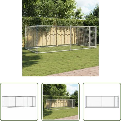 Corral para perros -  Jaula de perros con puerta acero galvanizado gris 4x2x1,5 m