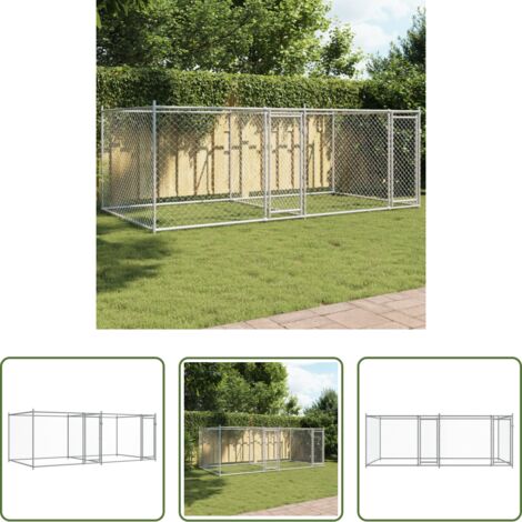 Corral para perros -  Jaula de perros con puertas acero galvanizado gris 4x2x1,5 m
