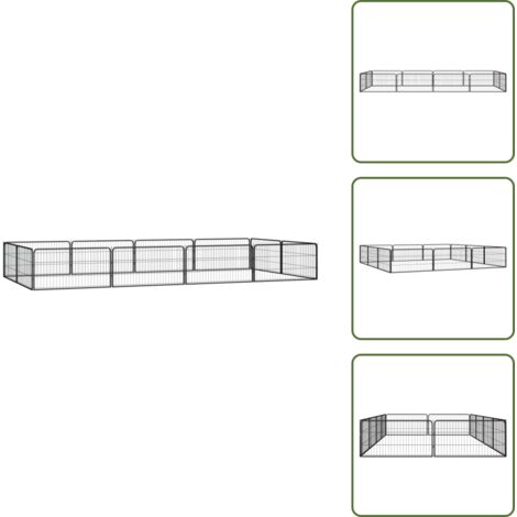 Corral para perros negro - vidaXL Jaula perros 12 paneles acero recubierto polvo negro 100x50 cm - Corral para perros con barras