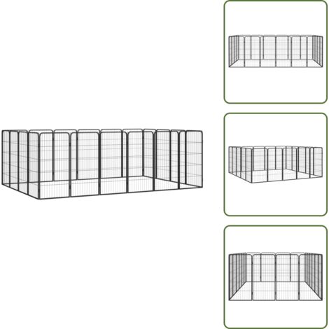 Corral para perros negro - vidaXL Jaula perros 20 paneles acero recubierto polvo negro 50x100cm - Corral para perros con barrotes