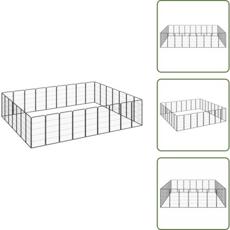 Corral para perros negro - vidaXL Jaula perros 32 paneles acero recubierto polvo negro 50x100 cm - Corral para perros con barras