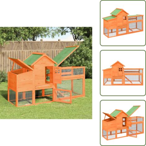 Corral para pollos - vidaXL Gallinero madera maciza de pino marrón 186,5x58,5x113 cm - Corral para animales