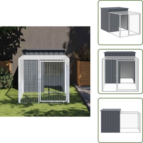 Corral para pollos - vidaXL Jaula para gallinas con corral antracita 110x201x110 cm acero galvanizado - Jaula para animales