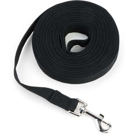 Correa de adiestramiento para perros ZVD negra de 10 m: correa de nailon con asa cómoda y mosquetón giratorio de 360° para perros pequeños y grandes, ideal para pasear, trotar y entrenar.