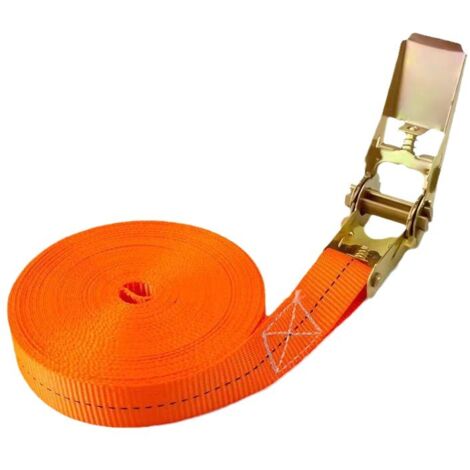 Correa de amarre con trinquete, 800 kg, 6 m x 25 mm, para motocicleta, coche, remolque y equipaje, color naranja