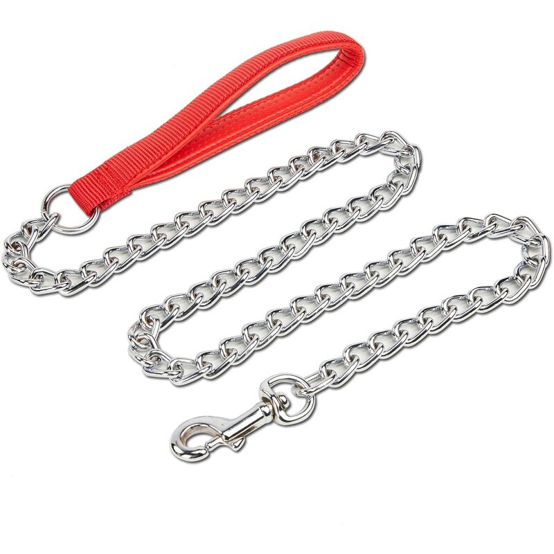 

Correa de entrenamiento para perros mascota Correa de metal ajustable con mango acolchado (rojo)