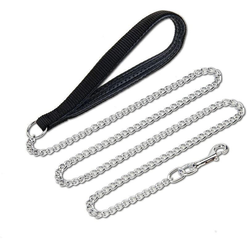 

Correa de entrenamiento para perros mascota Correa de metal ajustable con mango acolchado (negro)