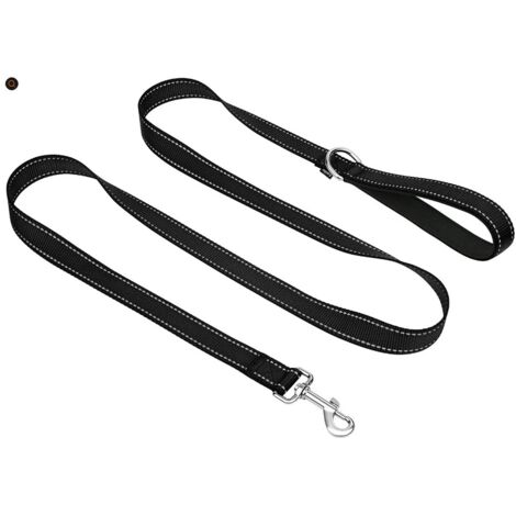 Correa de entrenamiento reflectante para perros, asa acolchada de neopreno y gancho de metal, correa de nailon de 1,2 m x 2,0 cm para perros pequeños, color negro