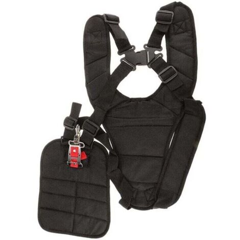 Correa de hombro doble arnés acolchado correas de seguridad compatibles con desbrozadora, cortacésped, cortadora de hilo hombro acolchado negro