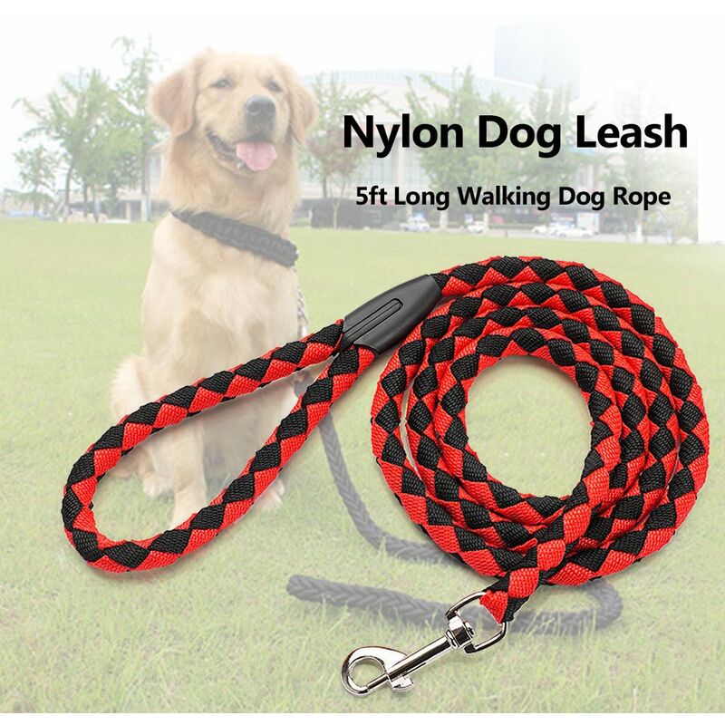 

Correa de nylon para perros, cuerda larga para perros de 5 pies, corchete metalico, cuerda de traccion,rojo