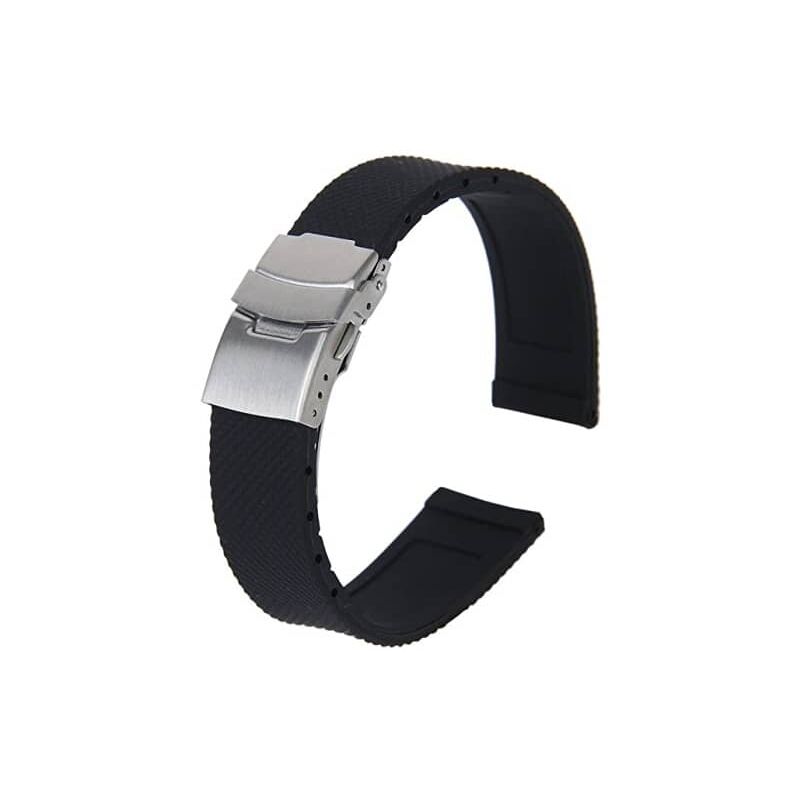 

Correa de reloj con hebilla impermeable caucho 20 mm Negro