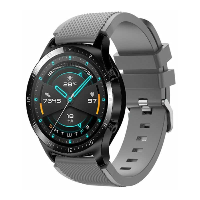 

Correa de reloj de silicona de 22 mm Reemplazo de la correa de reloj con la superficie de la raya de la hebilla Reemplazo de la pulsera para HUAWEI