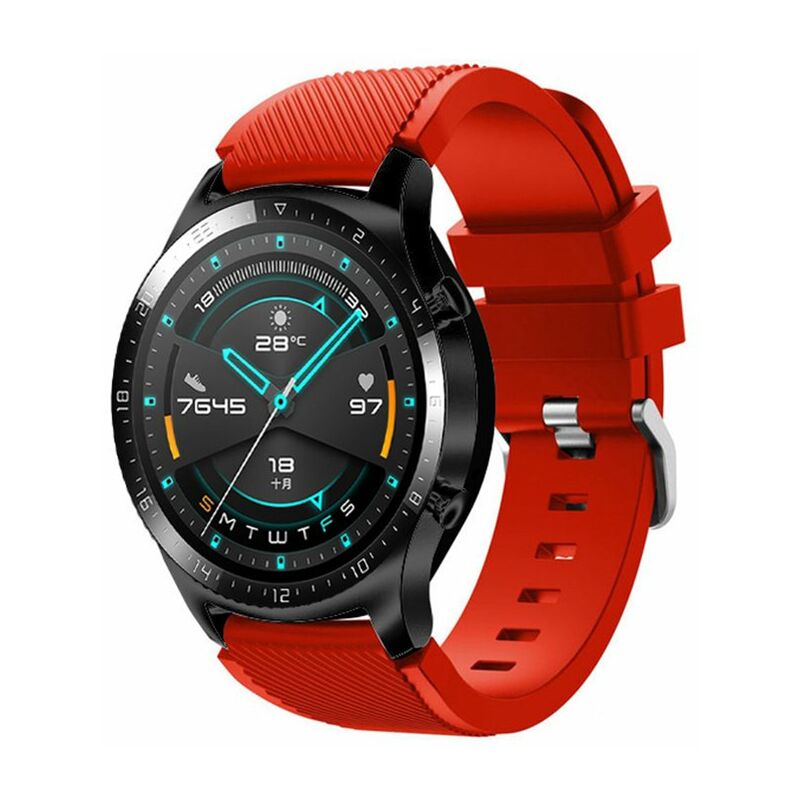 

Correa de reloj de silicona de 22 mm Reemplazo de la correa de reloj con la superficie de la raya de la hebilla Reemplazo de la pulsera para HUAWEI