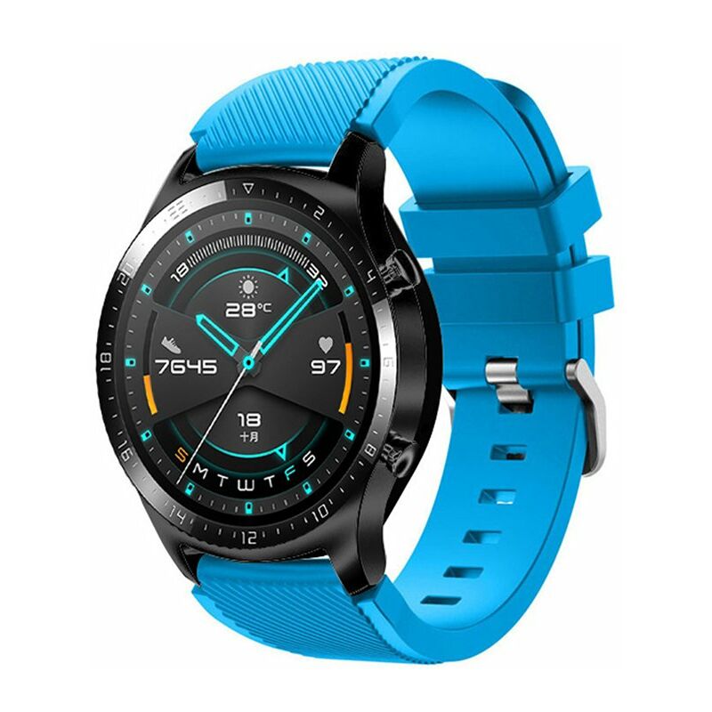 

Correa de reloj de silicona de 22 mm Reemplazo de la correa de reloj con la superficie de la raya de la hebilla Reemplazo de la pulsera para HUAWEI