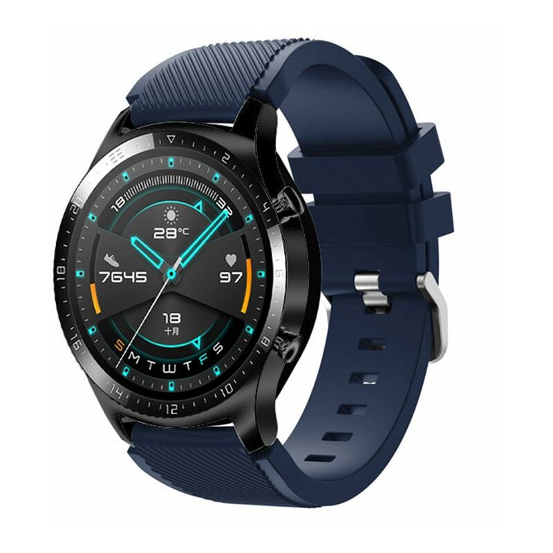 

Correa de reloj de silicona de 22 mm Reemplazo de la correa de reloj con la superficie de la raya de la hebilla Reemplazo de la pulsera para HUAWEI