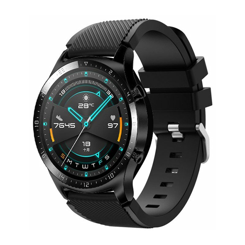 

Correa de reloj de silicona de 22 mm Reemplazo de la correa de reloj con la superficie de la raya de la hebilla Reemplazo de la pulsera para HUAWEI