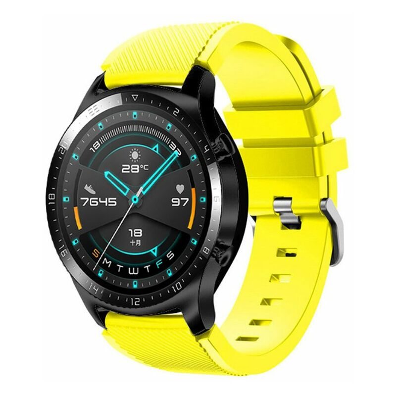 

Correa de reloj de silicona de 22 mm Reemplazo de la correa de reloj con la superficie de la raya de la hebilla Reemplazo de la pulsera para HUAWEI