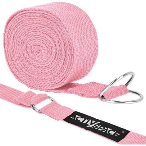 Correa de yoga duradera de 300 x 3,8 cm, color rosa