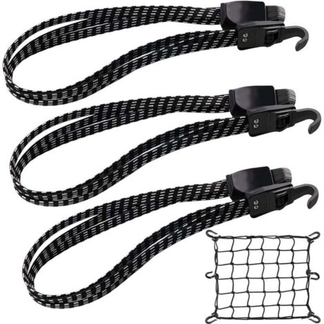 Correa elástica para equipaje, tensor elástico, 3 piezas, correa elástica para equipaje, 70 cm, con gancho