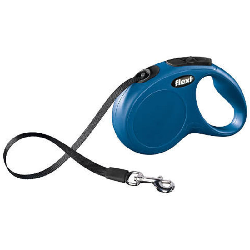 

Correa extensible Flexi New Classic de cinta M en color azul | Correa de perro hasta 25 kg | Correa de 5 metros