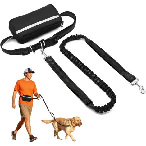 Correa para correr manos libres para perros con cinturón ajustable, para perros medianos y grandes de hasta 50 kg, con asas dobles elásticas para correr, caminar y hacer senderismo.