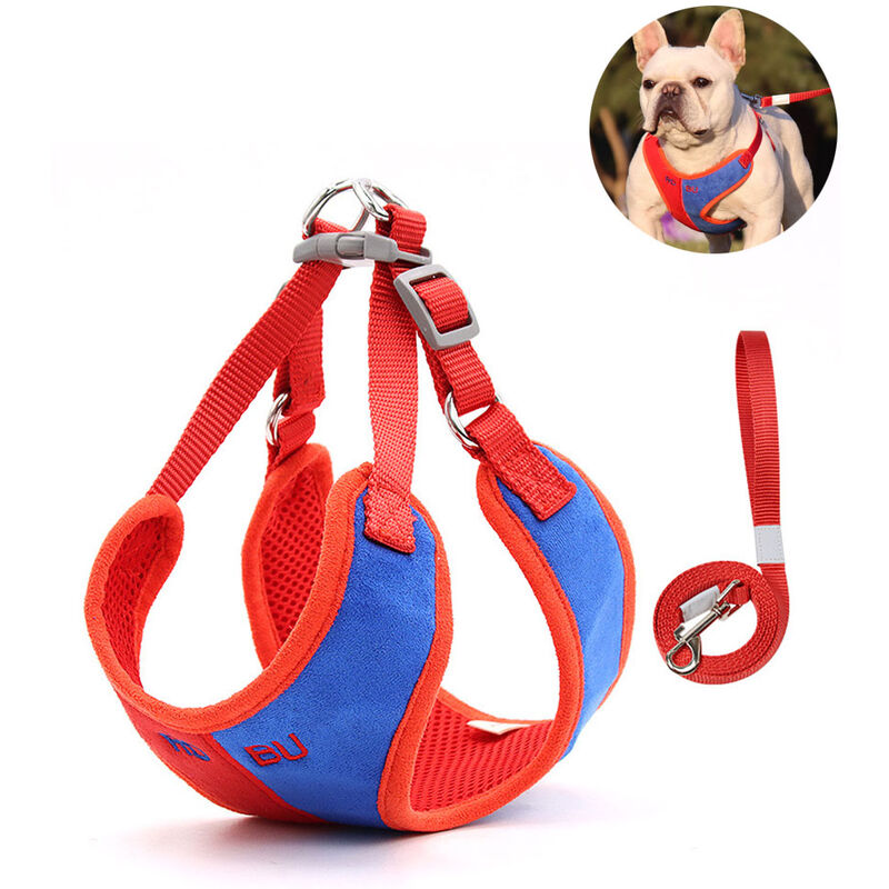 

Correa para mascotas Arnés de pecho de perro de gamuza suave Color combinado transpirable Rojo XL Arnés de pecho para mascotas