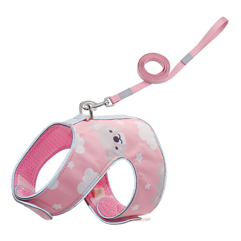 

Correa para mascotas Cómodo chaleco antigolpes Arnés para el pecho de gato Chaleco para mascotas de malla suave reflectante ajustable （Rosa M）