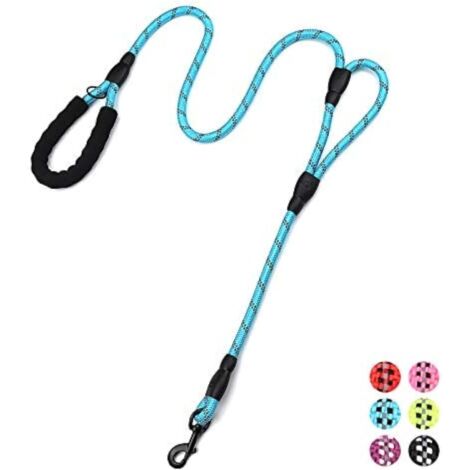 Correa para mascotas de 1,8 m, con asas dobles acolchadas, resistente, reflectante, para un entrenamiento seguro y controlado, apta para perros grandes o medianos, color azul claro.