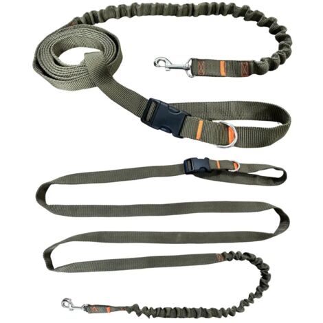 Correa para perro con amortiguador 280cm KHAKI Ajustable Deportiva