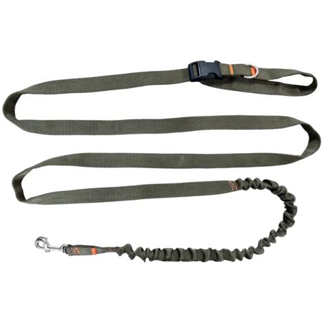 Correa para perro con amortiguador, 480 cm, color caqui, ajustable, manos libres, fabricada en Polonia.