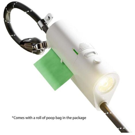 Correa para perro con luz LED, correa de nailon flexible y duradera con bolsa de basura portátil, juguete interactivo de entrenamiento para perros.