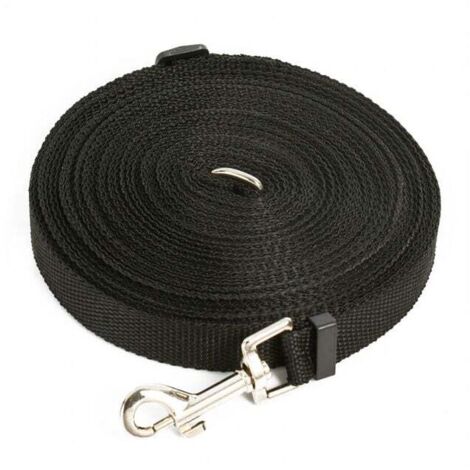 Correa para perros (10 m, negra), correa de adiestramiento con asa, correa larga de nailon, manos libres para perros pequeños y grandes, ideal para pasear y trotar.