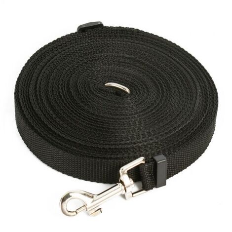 Correa para perros (10 m, negra), correa de adiestramiento con asa, correa larga de nailon, manos libres para perros pequeños y grandes, ideal para pasear y trotar.