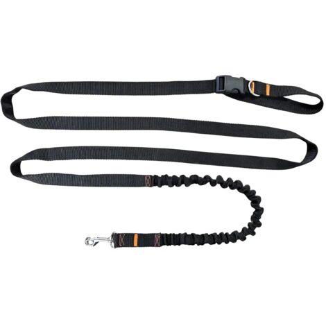 Correa para perros con amortiguador, 380 cm, color negro, ajustable, manos libres, fabricada en Polonia.