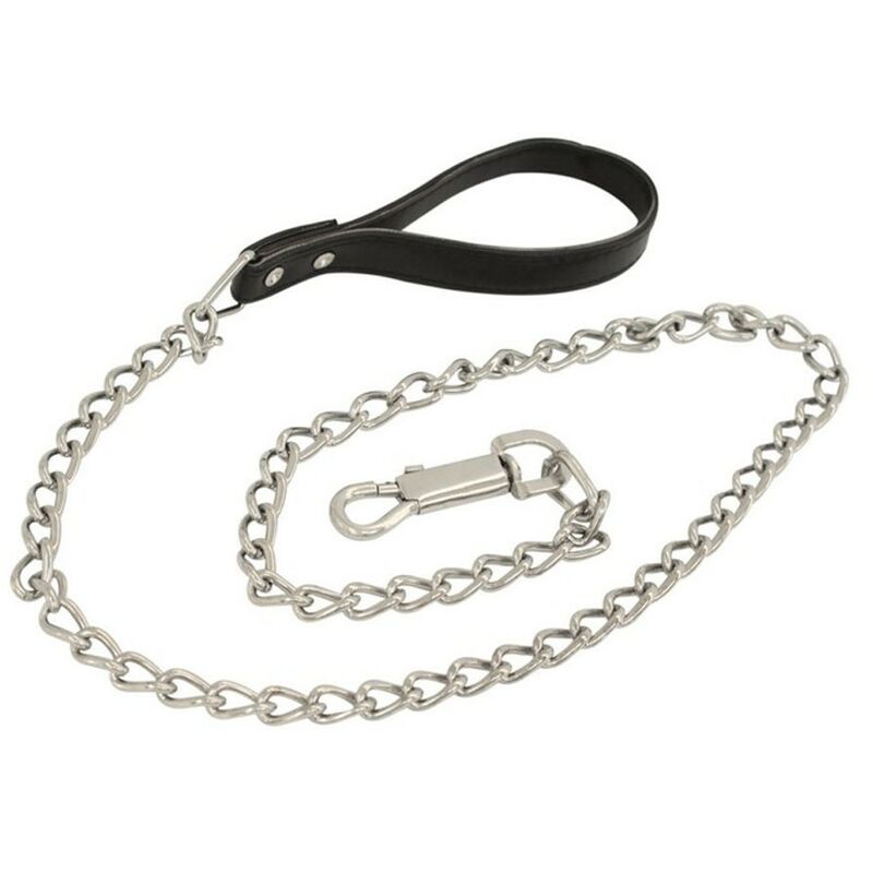 

Correa para perros con empuñadura de cuero | Cadena con empuñadura negra | Cadena para paseo perros 92 cm x 3 mm
