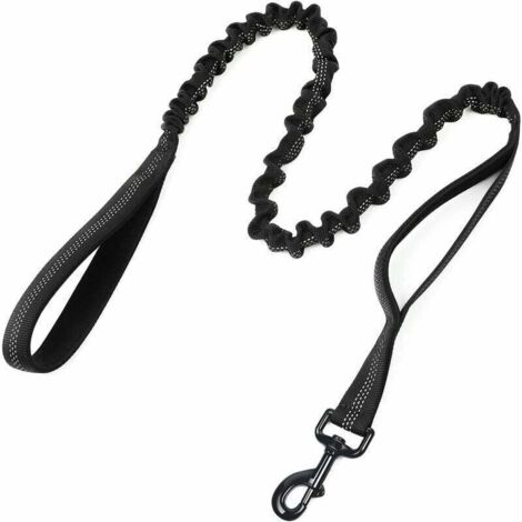 Correa para perros, correa para perros de trabajo militar, correa elástica, correa amortiguadora, correa elástica reflectante con 2 asas de control, ideal para caminar y entrenar.