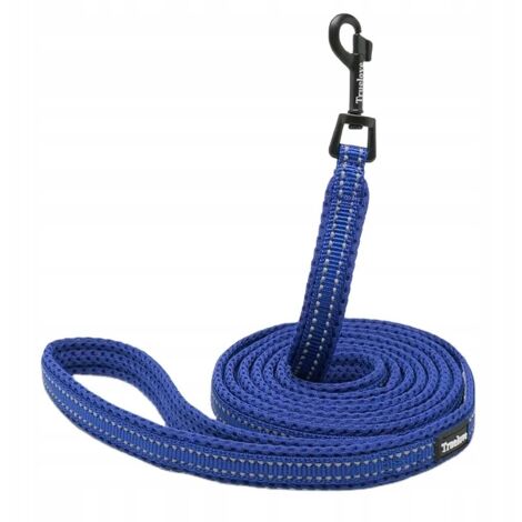 CORREA PARA PERROS LIGERA REFLECTANTE AZUL MARINO 200 cm S