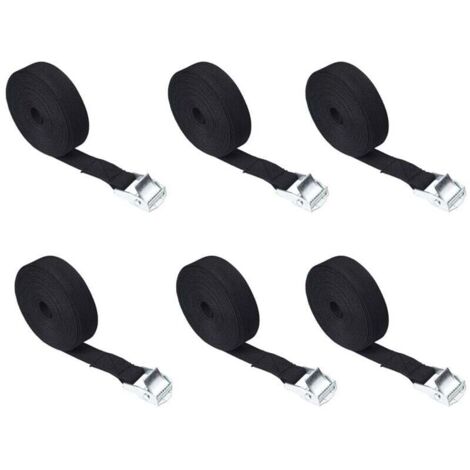 correas de amarre, 2 m x 25 mm, con trinquete y hebilla, ajustables para motocicleta, coche, portabicicletas y equipaje (negro)