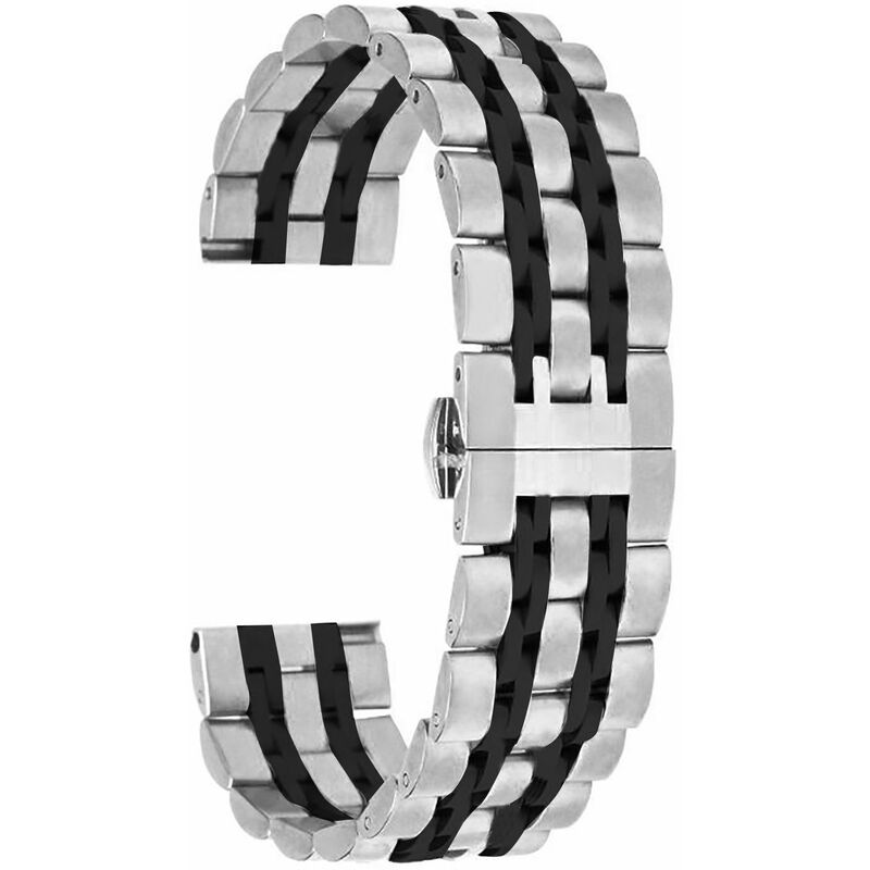 

Correas de reloj de acero inoxidable de 22 mm con extremo recto Correa de reloj de liberacion rapida Correa de reloj pulida con hebilla de mariposa