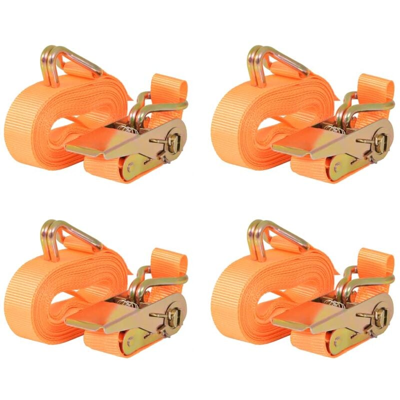 

Correas de sujeción de trinquete 4 uds 0,4 T 6mx25mm naranja - Naranja