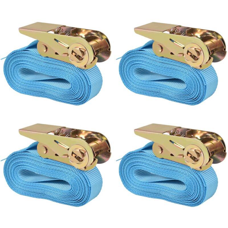 

Youthup - Correas de sujeción de trinquete 4 uds 0,8 Ton 6mx25mm azul - Azul