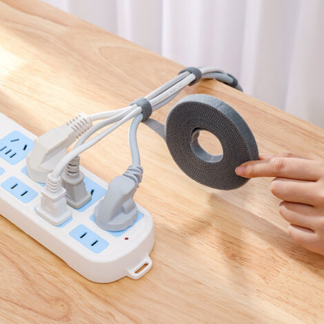 【Correas de sujeción】 【100% tela】 【Cinta adhesiva reutilizable】 para gestión de cables, organizador de cables de 5 m / 16,4 pies