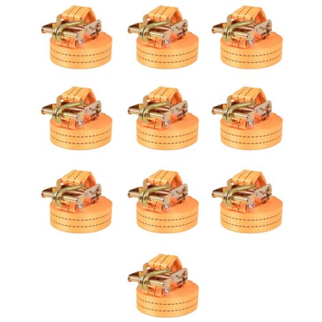 Correas de sujeción de trinquete 10 uds 1T 6mx38mm naranja