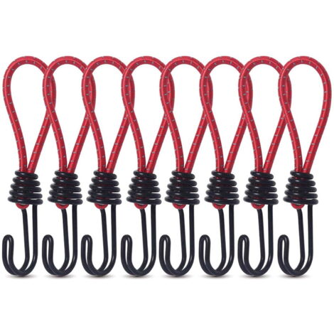 correas de sujeción para tiendas de campaña con mosquetones, ganchos elásticos para cuerdas de tiendas de campaña, adecuados para toldos y lonas de camping al aire libre.