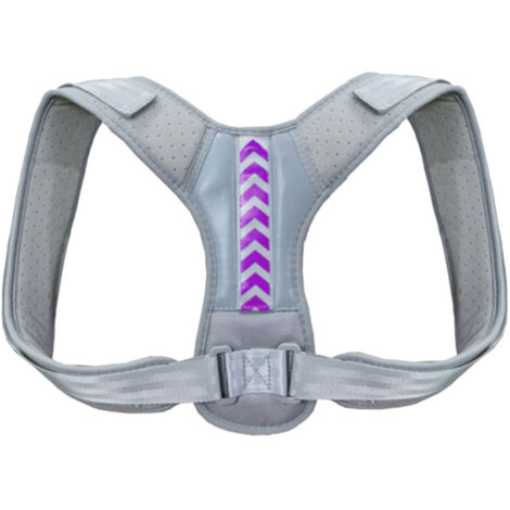 Correcteur de Posture Ajustable et Respirant pour le Soutien du Dos - Gris Violet
