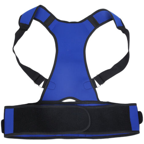 Correcteur de posture ajustable pour dos - Soutien épaules, atténue douleurs - Ceinture unisexe adulte/enfant Bleu XXL